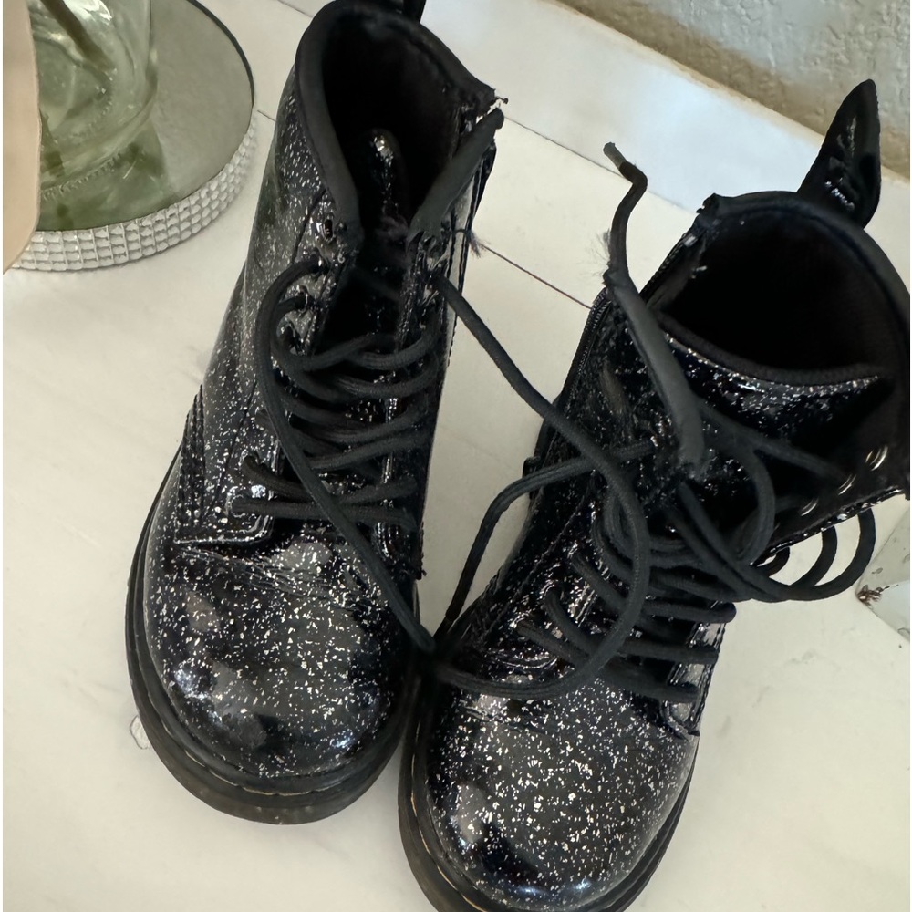 Dr. Martens Kids Black Glitter Boots
